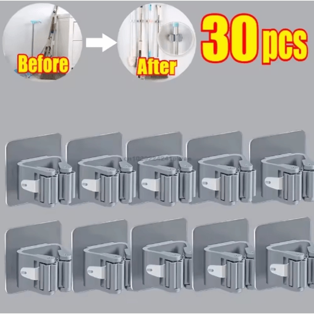 SelfAdhesive Mop Broom Holder NoDrill Wall Organizer 11