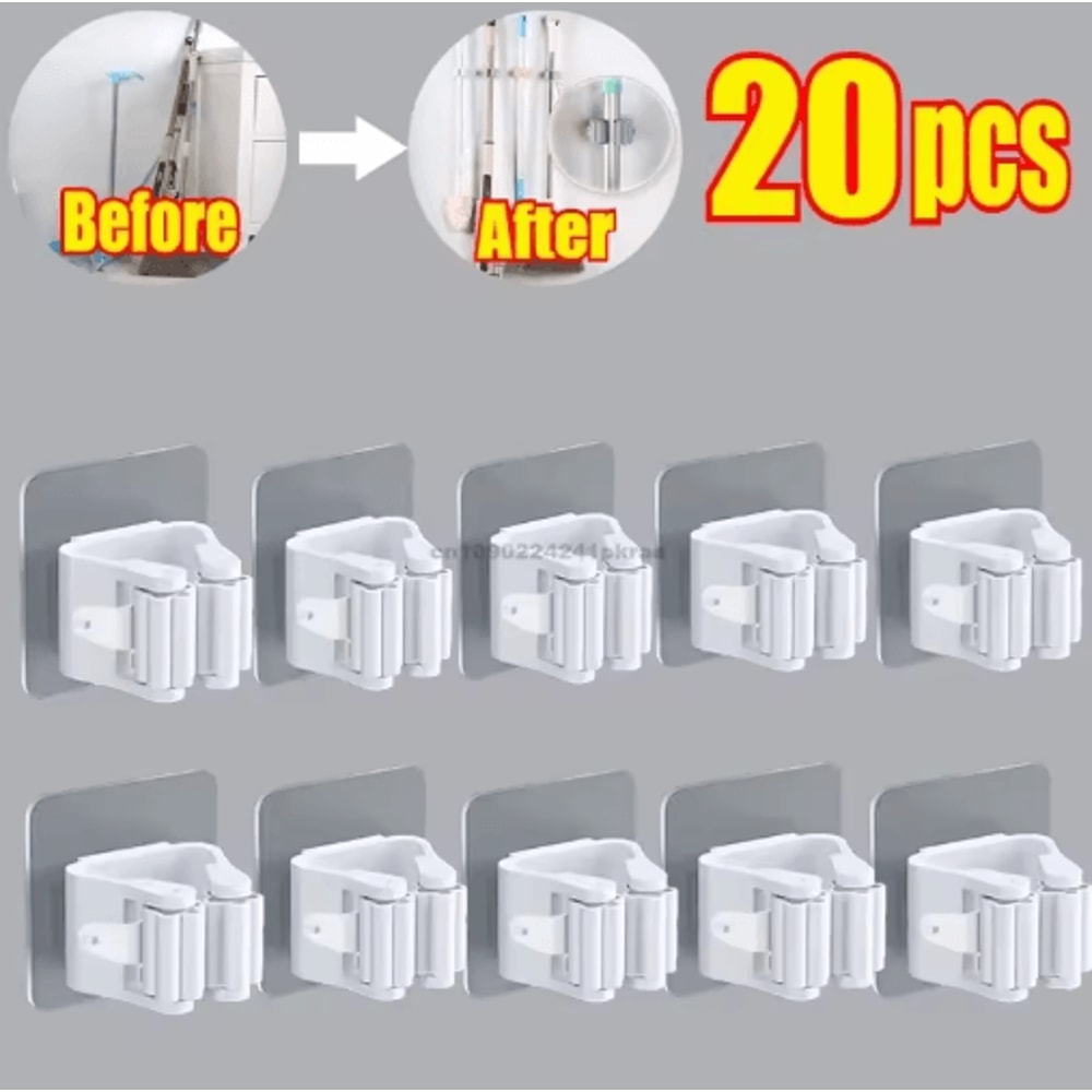 SelfAdhesive Mop Broom Holder NoDrill Wall Organizer 12
