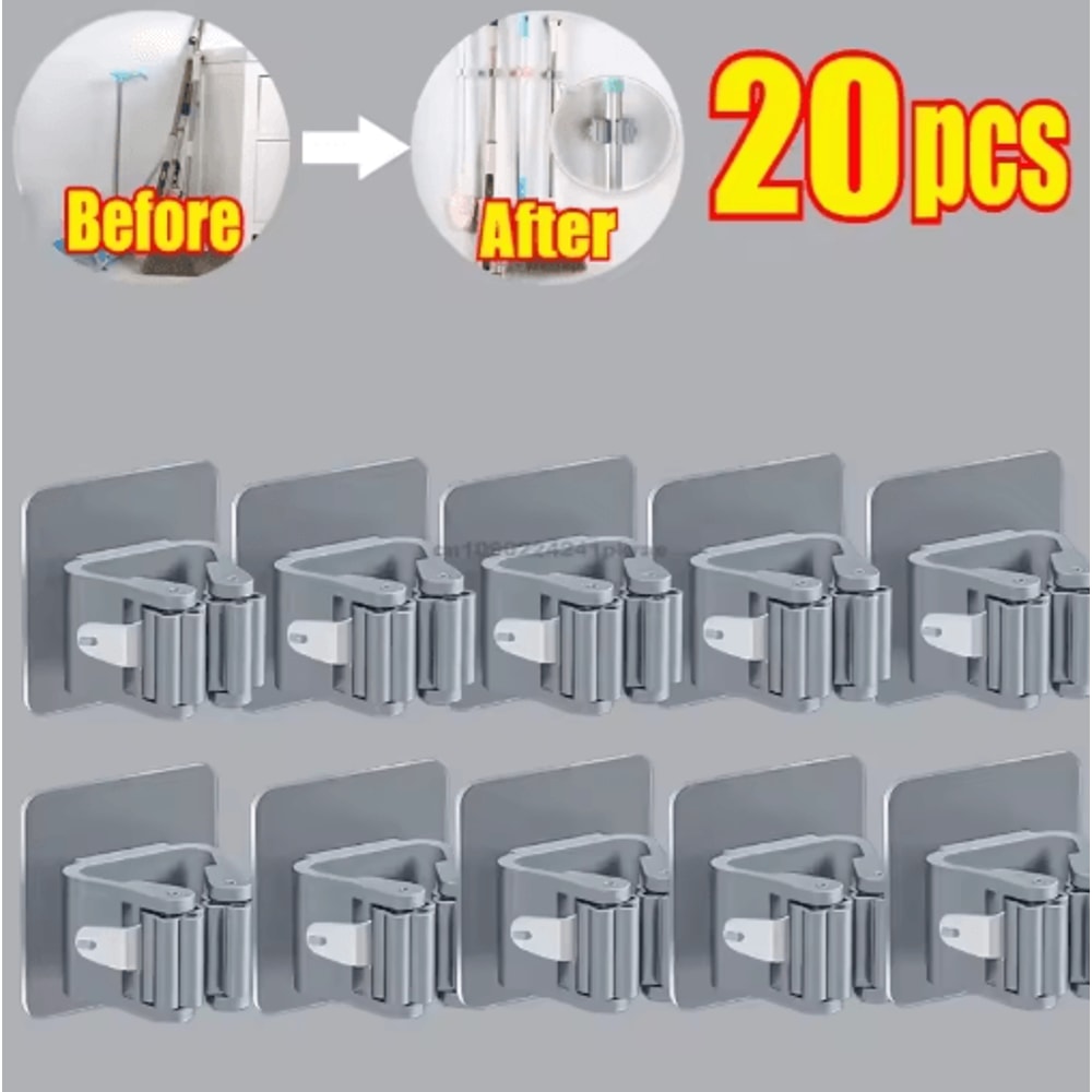SelfAdhesive Mop Broom Holder NoDrill Wall Organizer 13