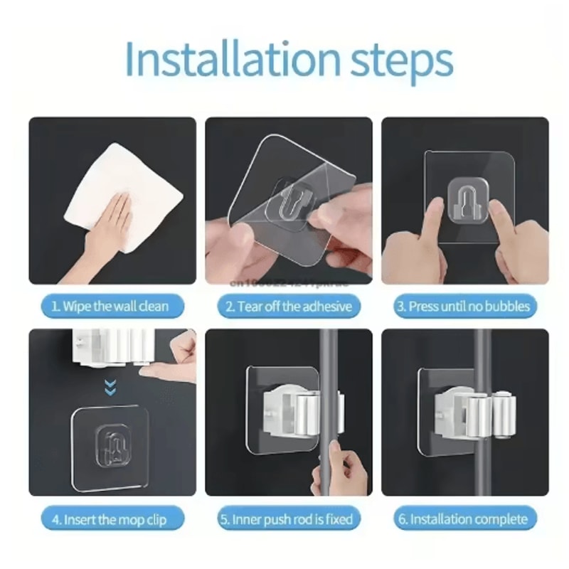 SelfAdhesive Mop Broom Holder NoDrill Wall Organizer 15