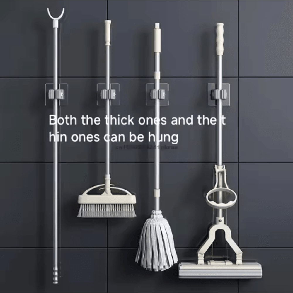 SelfAdhesive Mop Broom Holder NoDrill Wall Organizer 18