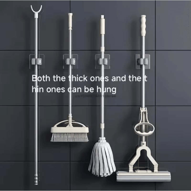 SelfAdhesive Mop Broom Holder NoDrill Wall Organizer 18