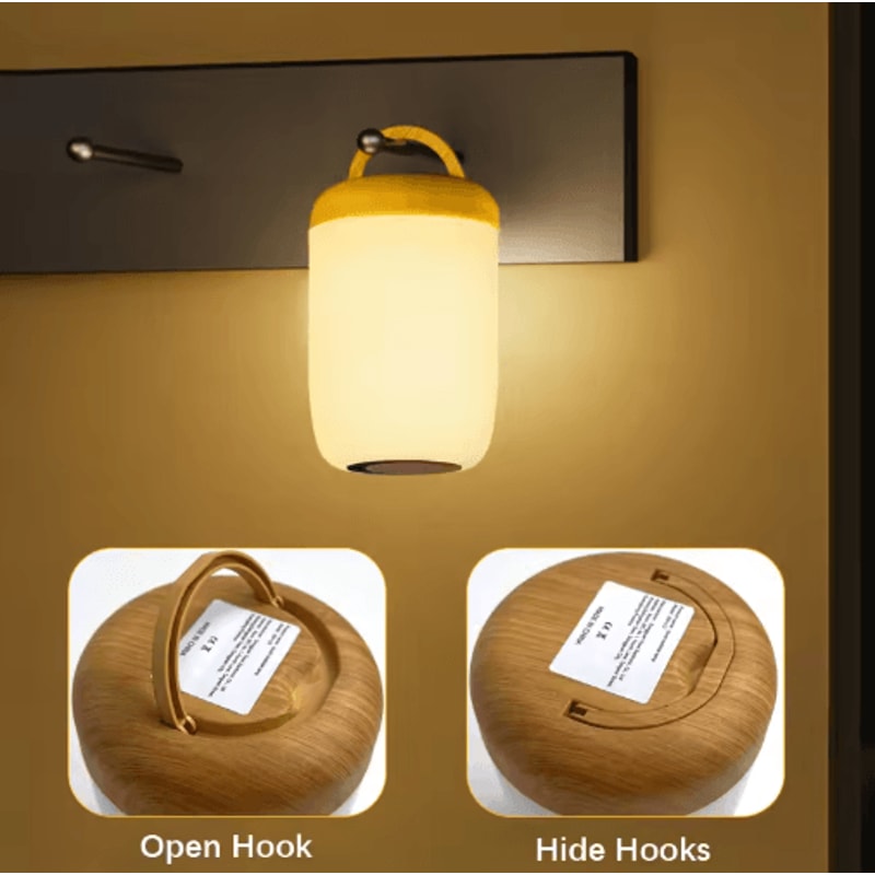 LED Touch Lamp With Dimmable RGB Colors Wood Grain Base 4