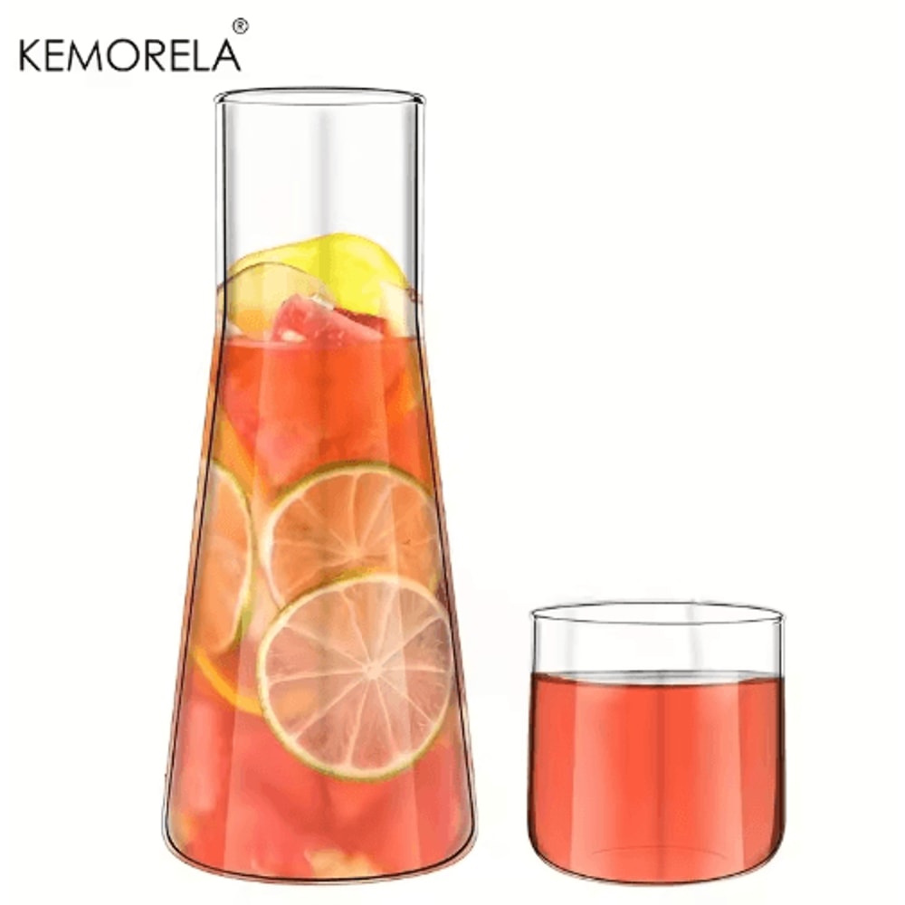 30oz Clear Borosilicate Glass Bedside Water Carafe Set With Tumbler 2