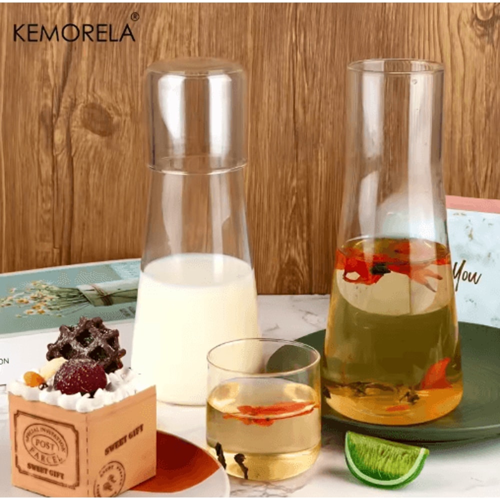 30oz Clear Borosilicate Glass Bedside Water Carafe Set With Tumbler 4