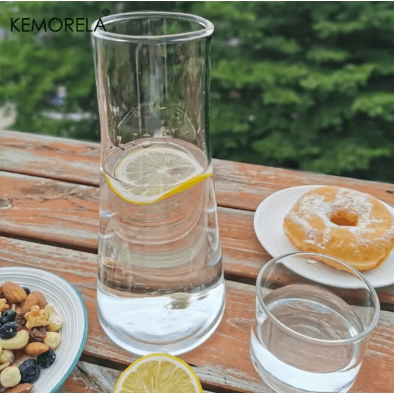 30oz Clear Borosilicate Glass Bedside Water Carafe Set With Tumbler 7