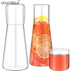 30oz clear borosilicate glass bedside water carafe set with tumbler