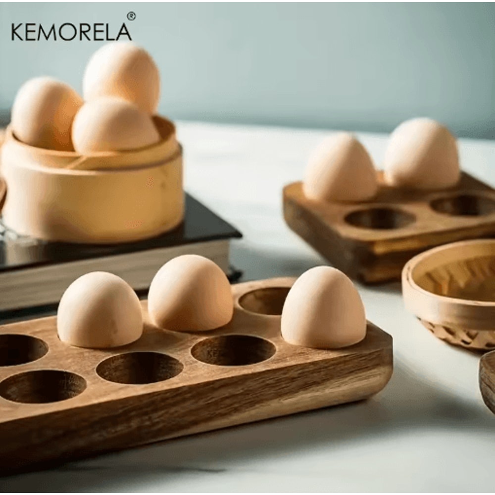 KEMORELA Modern Wooden Egg Storage Box With MultiCompartment Design 7