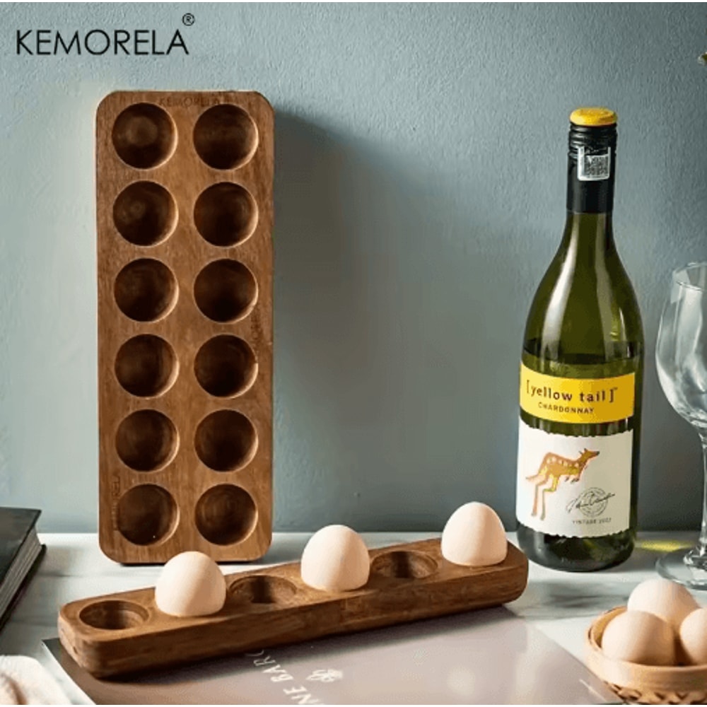 KEMORELA Modern Wooden Egg Storage Box With MultiCompartment Design 9