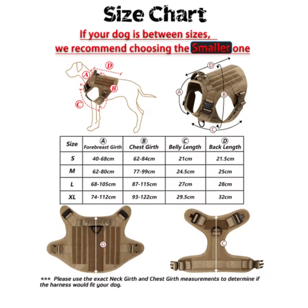 Military Tactical Dog Harness For Large Medium Dogs 9