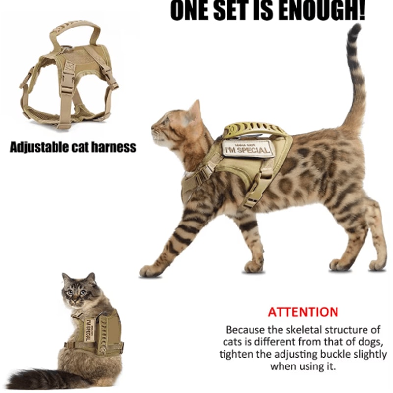 Tactical EscapeProof Cat Harness With Control Handle 10