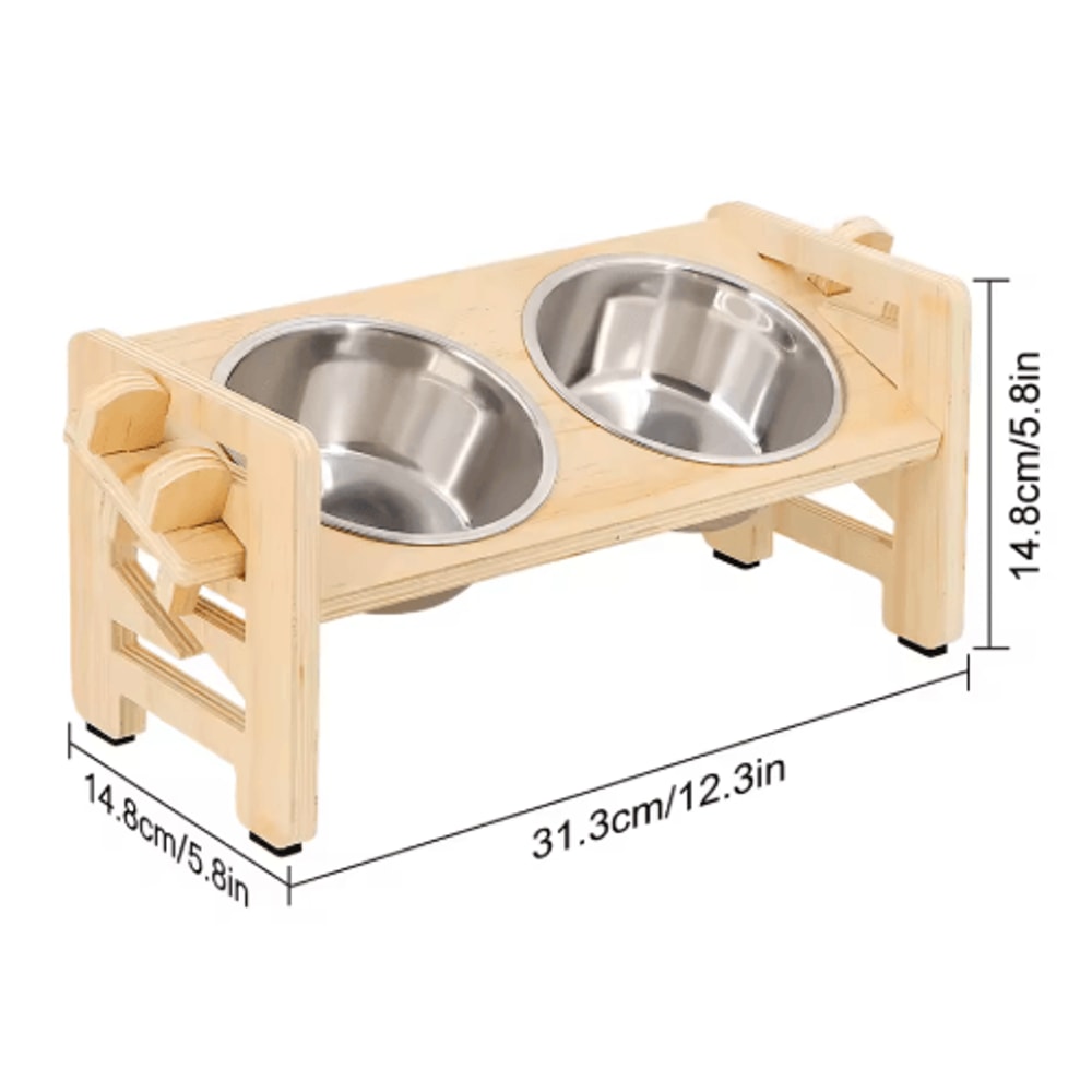 Elevated Adjustable Pet Feeder With Tilted Stainless Steel Bowls 1