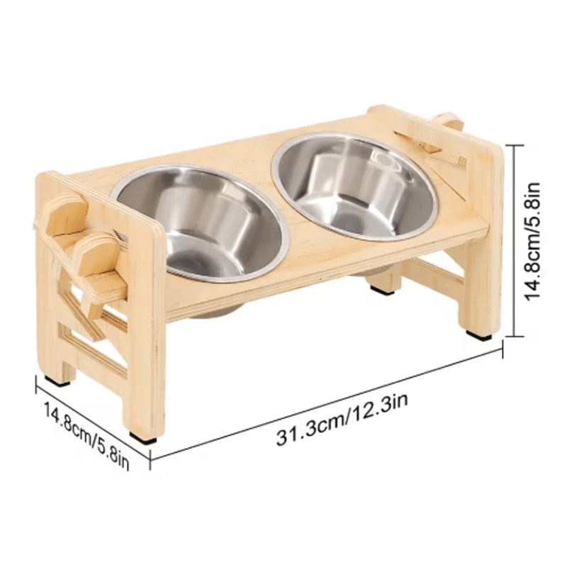 Elevated Adjustable Pet Feeder With Tilted Stainless Steel Bowls 1