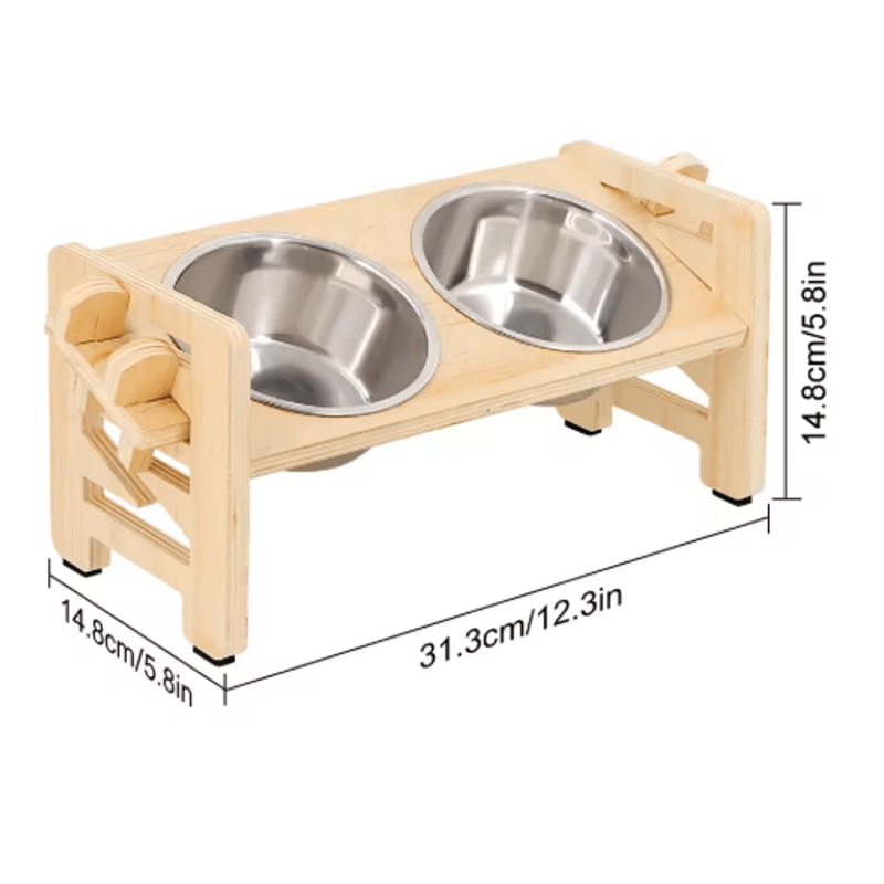 Elevated Adjustable Pet Feeder With Tilted Stainless Steel Bowls 6