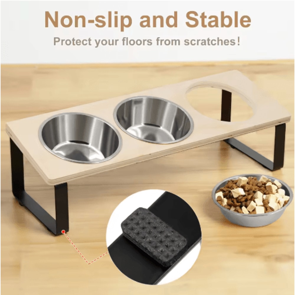 Elevated Cat Bowls Feeder With 15 Tilt 3 Stainless Steel Bowls 2