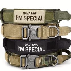 heavy-duty tactical dog collar with handle for training & walking