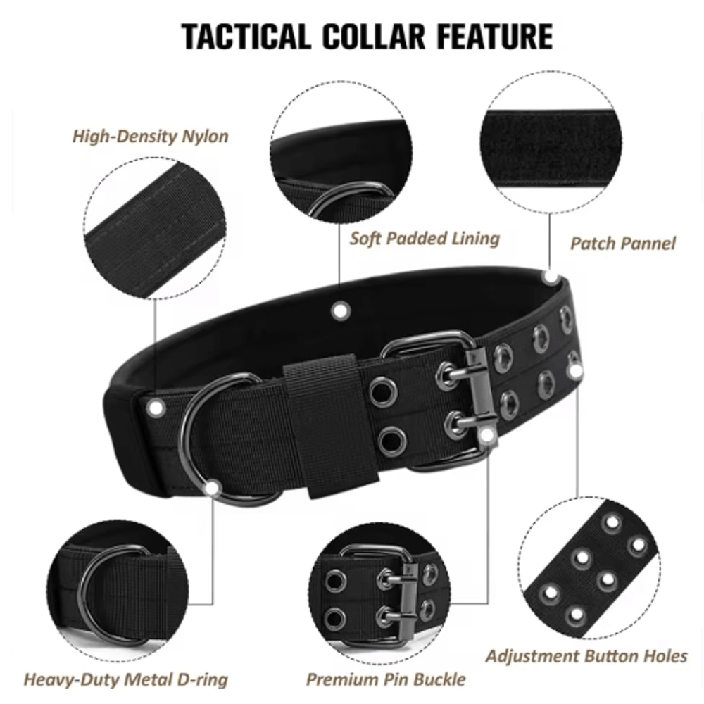 Durable Tactical Dog Collar Military Nylon Collar For Medium Large Dogs 7