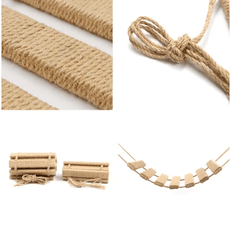 Wooden Cat Climbing Frame Bridge With Sisal Rope Ladder 4