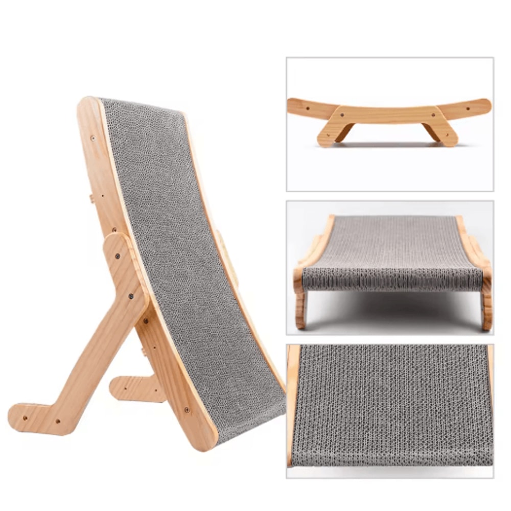 Premium 3in1 Wooden Cat Scratcher Board With Cozy Bed Claw Couch 4
