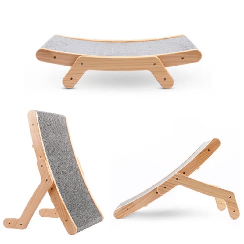 Premium 3in1 Wooden Cat Scratcher Board With Cozy Bed Claw Couch 5