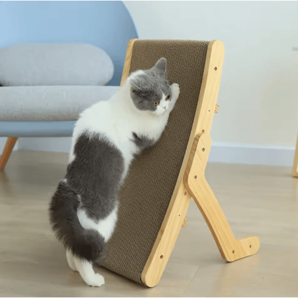 Premium 3in1 Wooden Cat Scratcher Board With Cozy Bed Claw Couch 6