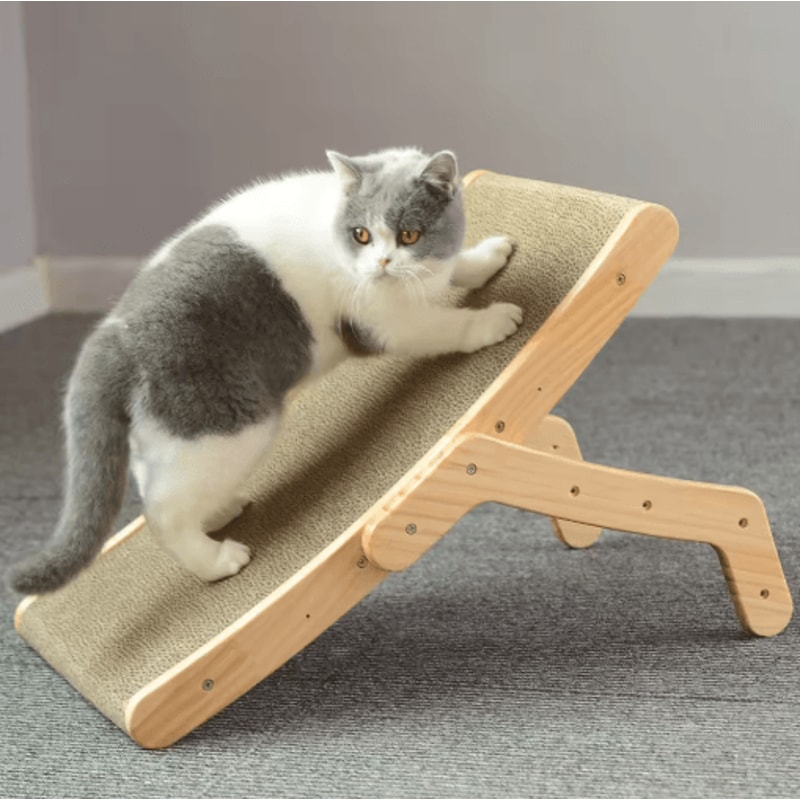 Premium 3in1 Wooden Cat Scratcher Board With Cozy Bed Claw Couch 0