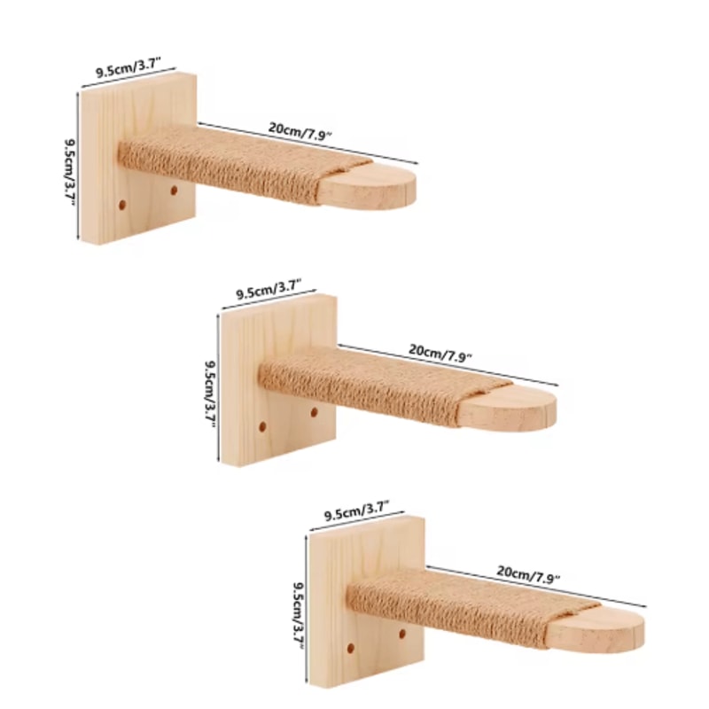 Premium Indoor Wooden Cat Wall Steps Climbing Kitten Ladder With Sisal Rope Scratching Post 1