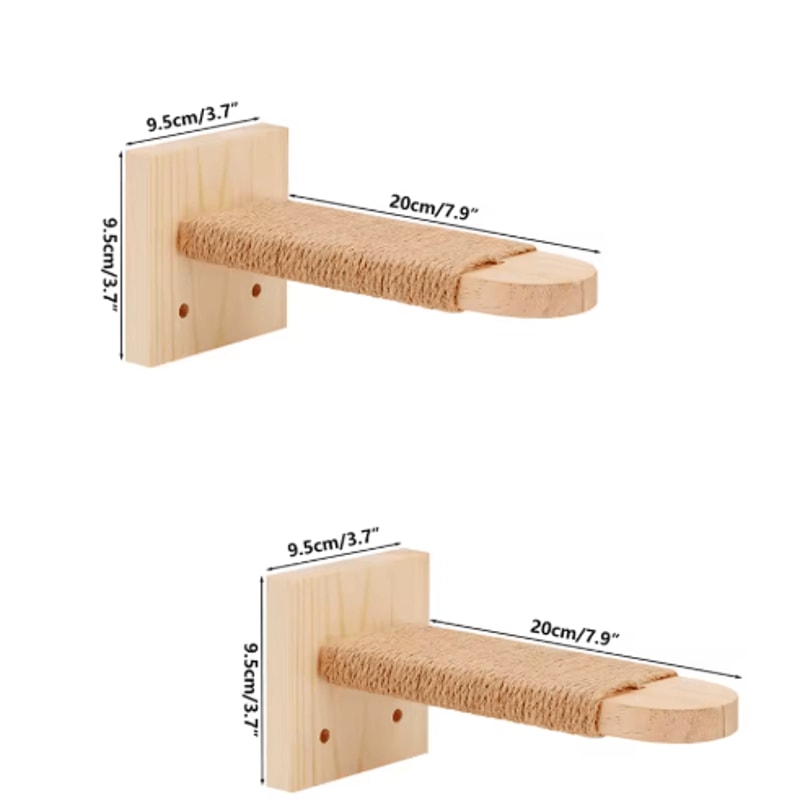 Premium Indoor Wooden Cat Wall Steps Climbing Kitten Ladder With Sisal Rope Scratching Post 2