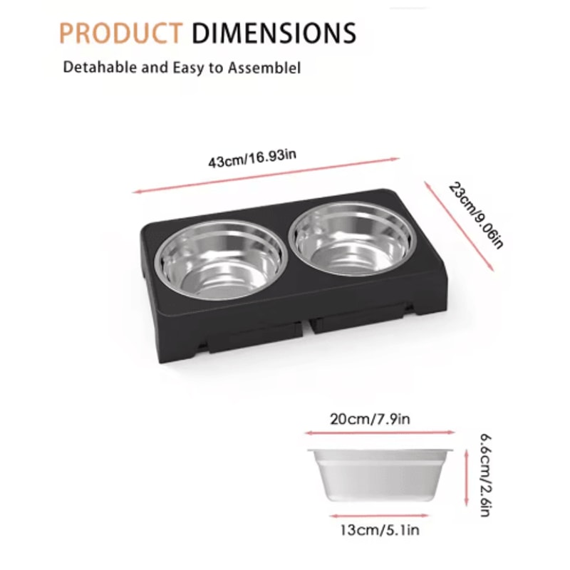 Adjustable Elevated Dog Feeder With Double Stainless Steel Dog Bowls For Small Medium Large Dogs 4