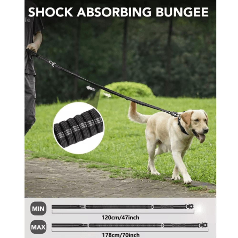 HeavyDuty Tactical Dog Leash With Shock Absorber Dual Padded Handles 0