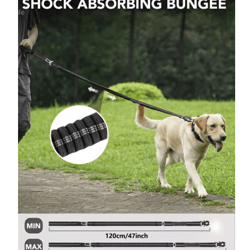 heavy-duty tactical dog leash with shock absorber & dual padded handles