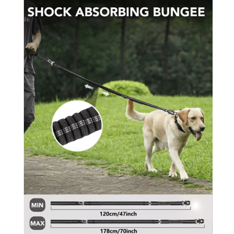 HeavyDuty Tactical Dog Leash With Shock Absorber Dual Padded Handles 0