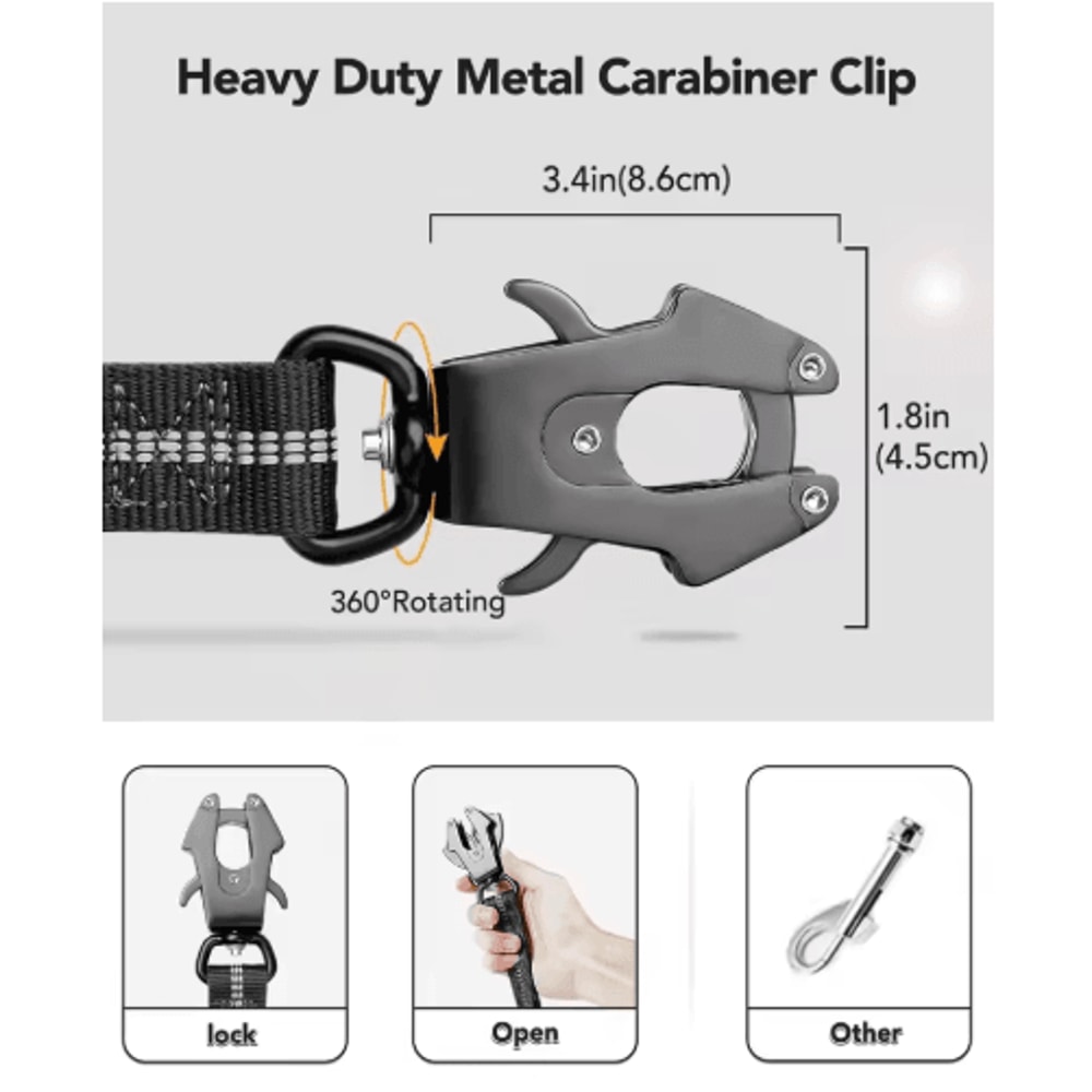 HeavyDuty Tactical Dog Leash With Shock Absorber Dual Padded Handles 13