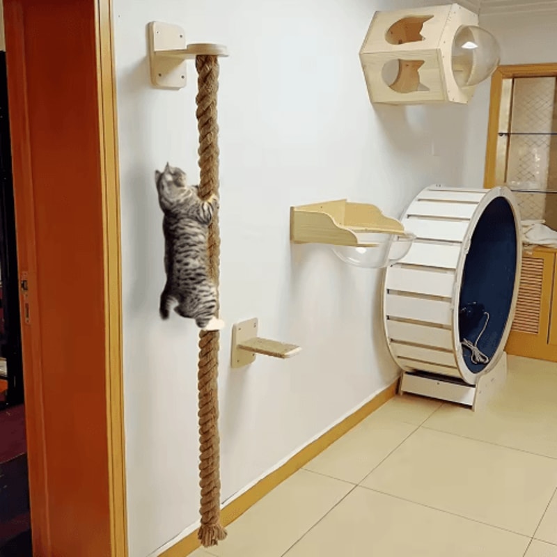140cm WallMounted Sisal Rope Cat Climber Tree Vertical Jungle Gym Cat Scratching Post For Indoor C 2