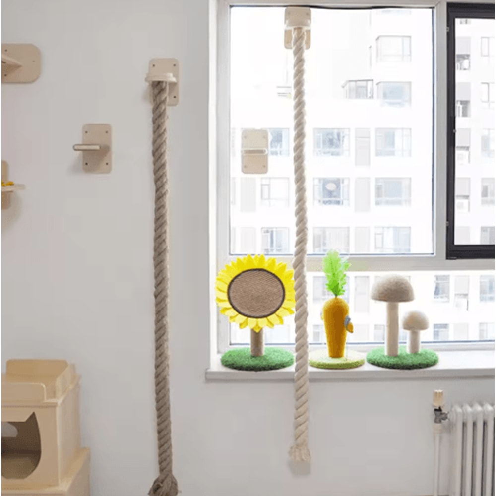 140cm WallMounted Sisal Rope Cat Climber Tree Vertical Jungle Gym Cat Scratching Post For Indoor C 3