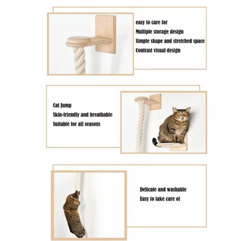 140cm WallMounted Sisal Rope Cat Climber Tree Vertical Jungle Gym Cat Scratching Post For Indoor C 4