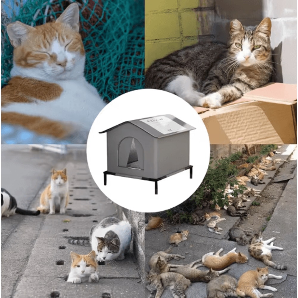 Warm Waterproof Stray Cat House With Insulated Mat Foldable Outdoor Pet Cave Bed For Cats Small Do 4