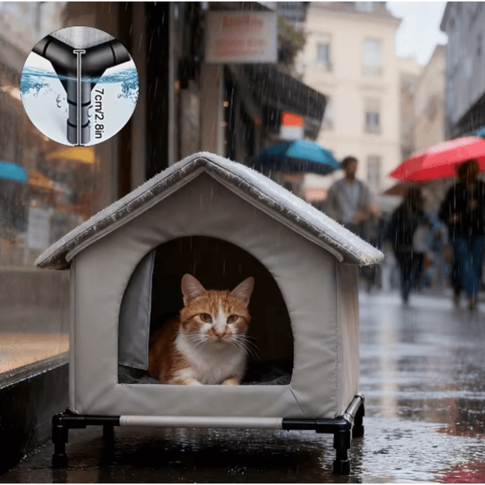 Warm Waterproof Stray Cat House With Insulated Mat Foldable Outdoor Pet Cave Bed For Cats Small Do 0