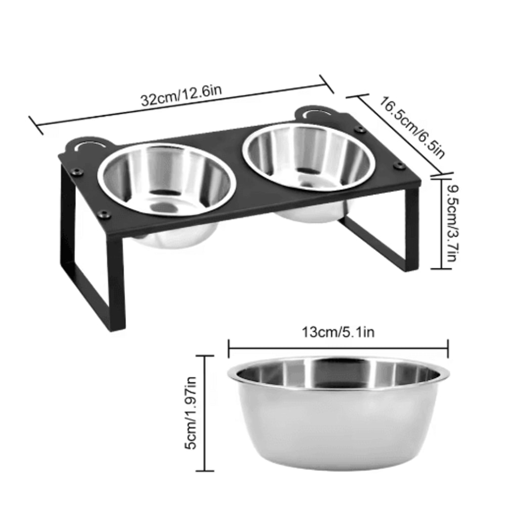 15 Tilted Elevated Cat Feeder With Double Stainless Steel Cat Bowls Cute Metal Stand 1