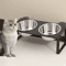 15 Tilted Elevated Cat Feeder With Double Stainless Steel Cat Bowls Cute Metal Stand 0