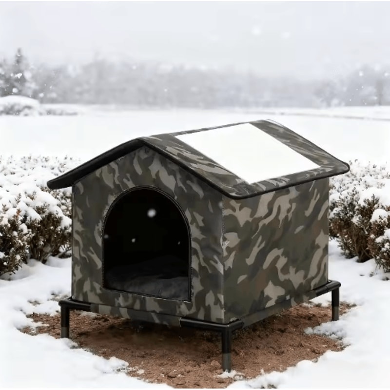 Insulated Outdoor Cat House With Shelf Warm Homeless Cat Shelter For Multiple Kittens 2