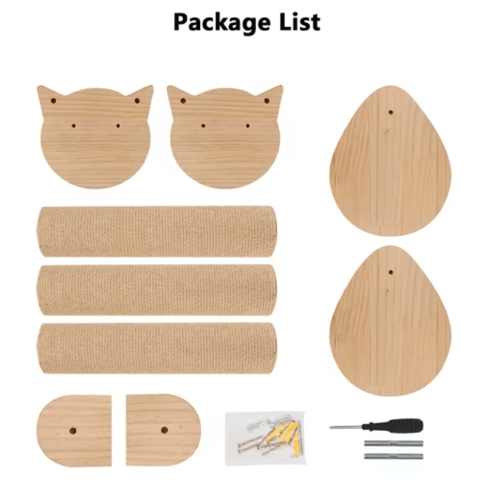 WallMounted Cat Scratching Posts With Dual Perches Sisal Cat Tree Tower Climbing Shelves 2