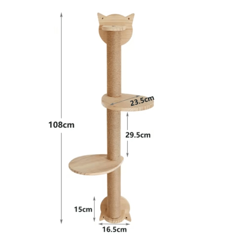 WallMounted Cat Scratching Posts With Dual Perches Sisal Cat Tree Tower Climbing Shelves 4