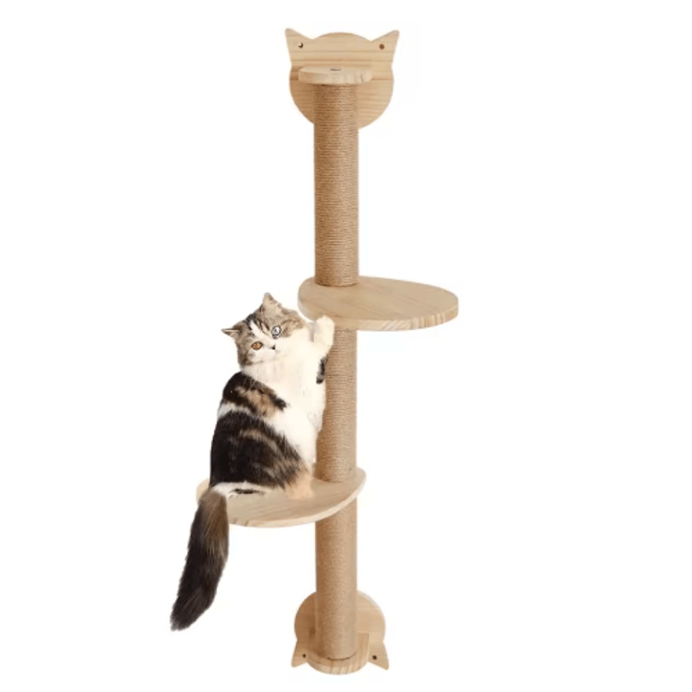 WallMounted Cat Scratching Posts With Dual Perches Sisal Cat Tree Tower Climbing Shelves 5