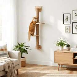 wall-mounted cat scratching posts with dual perches sisal cat tree tower climbing shelves