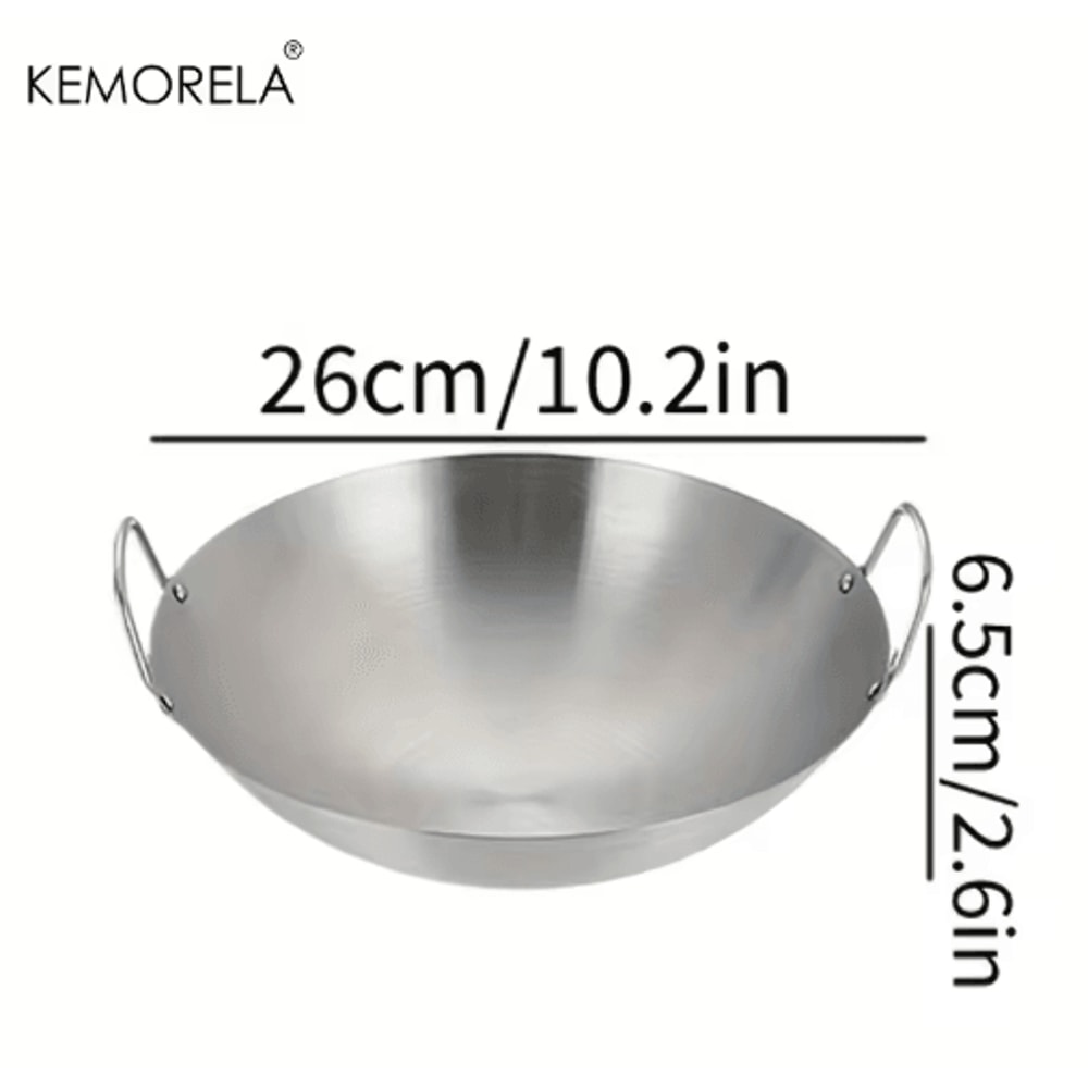 KEMORELA Premium Stainless Steel Wok Uncoated DoubleHandle Chef Pan For HighHeat StirFry 5