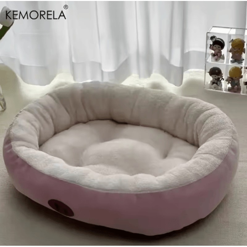 Plush Oval Pet Bed Thickened Machine Washable Dog Cat Cushion For AllSeason Comfort 1