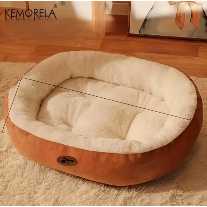 Plush Oval Pet Bed Thickened Machine Washable Dog Cat Cushion For AllSeason Comfort 3