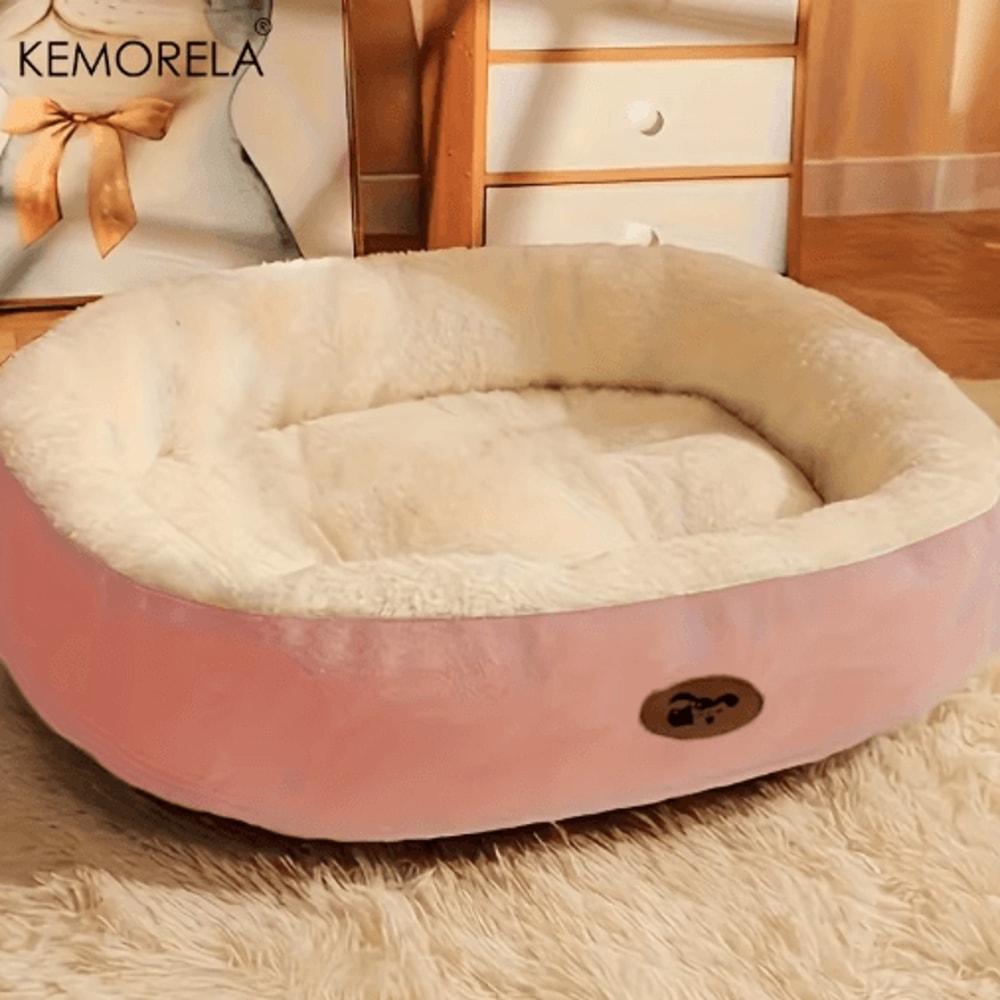 Plush Oval Pet Bed Thickened Machine Washable Dog Cat Cushion For AllSeason Comfort 7