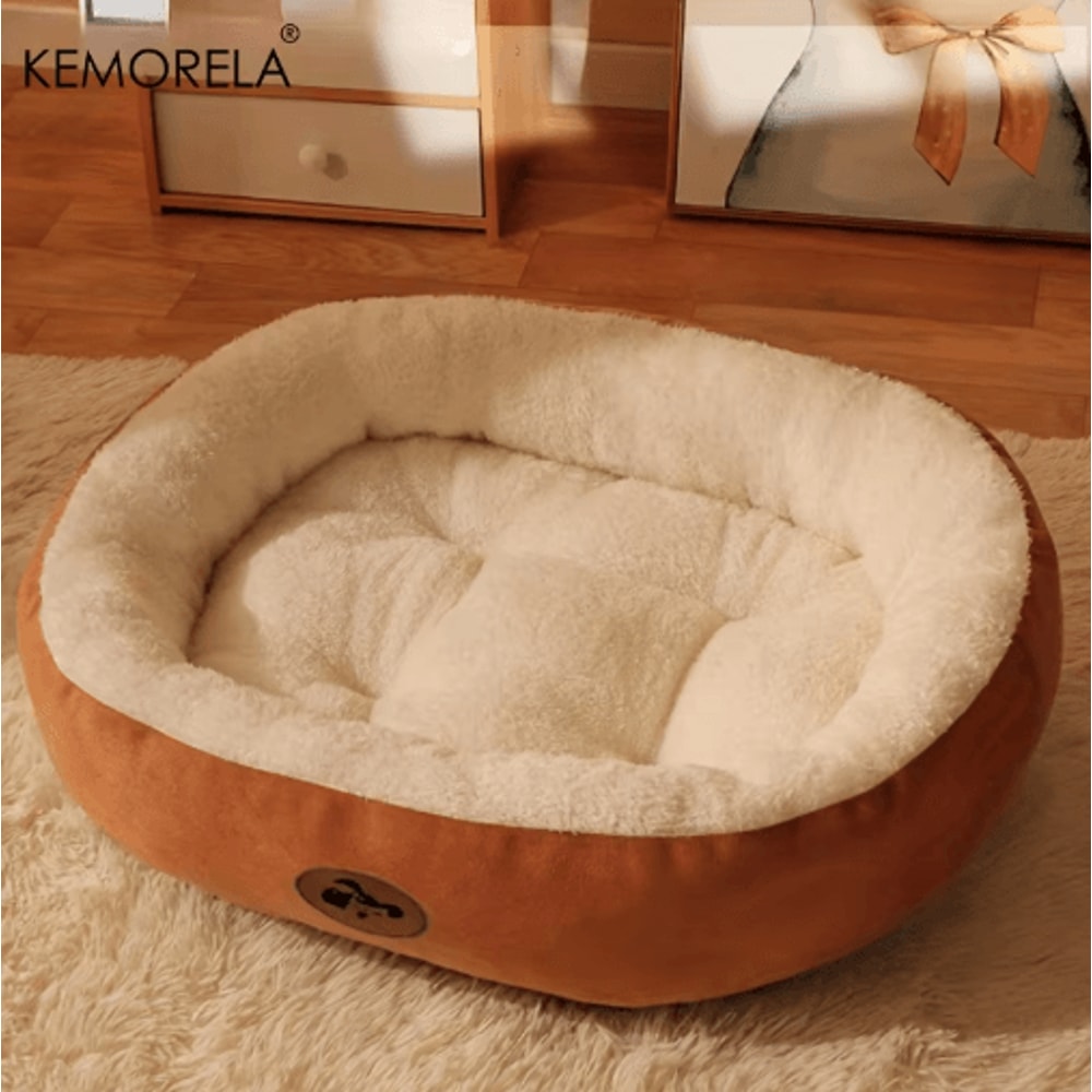 Plush Oval Pet Bed Thickened Machine Washable Dog Cat Cushion For AllSeason Comfort 8